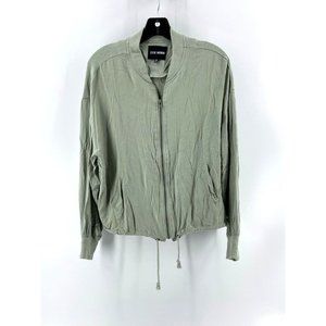 Steve Madden Women's Pale Olive Green Full Zip Mock Neck Jacket Size Medium